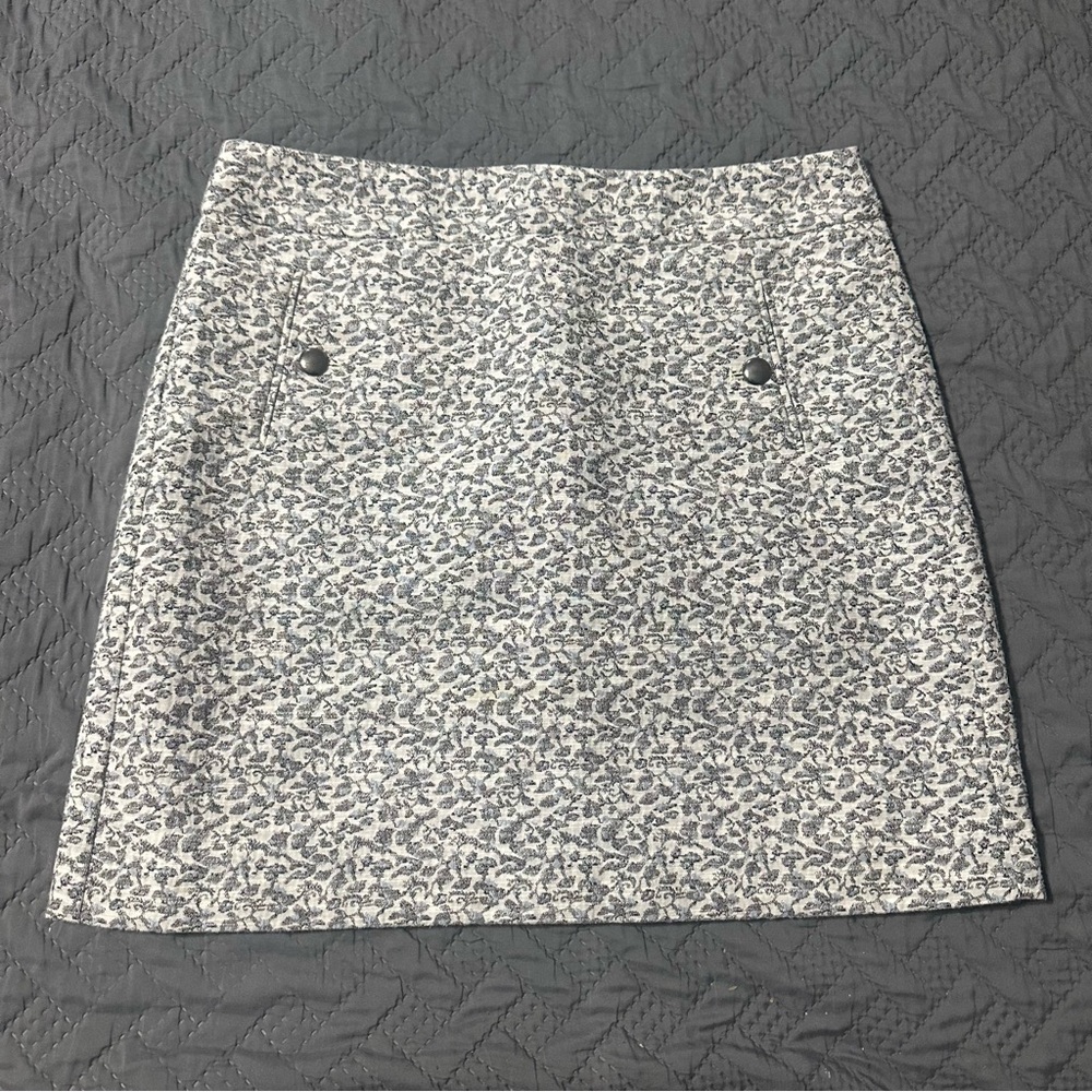 Ann Taylor Loft‎ Skirt Womens Sz 6 Blue Floral Cotton  18” Pencil Office Career